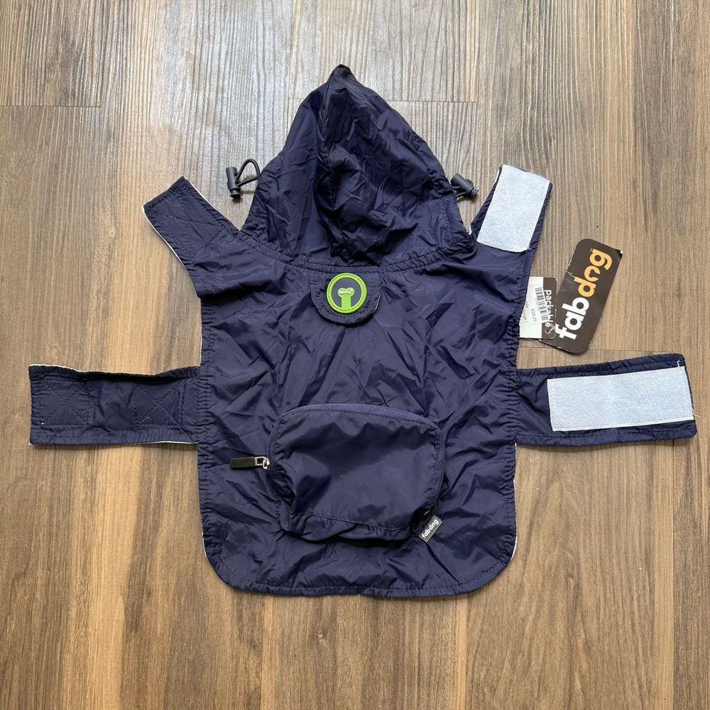 Navy Dog Raincoat with Hood